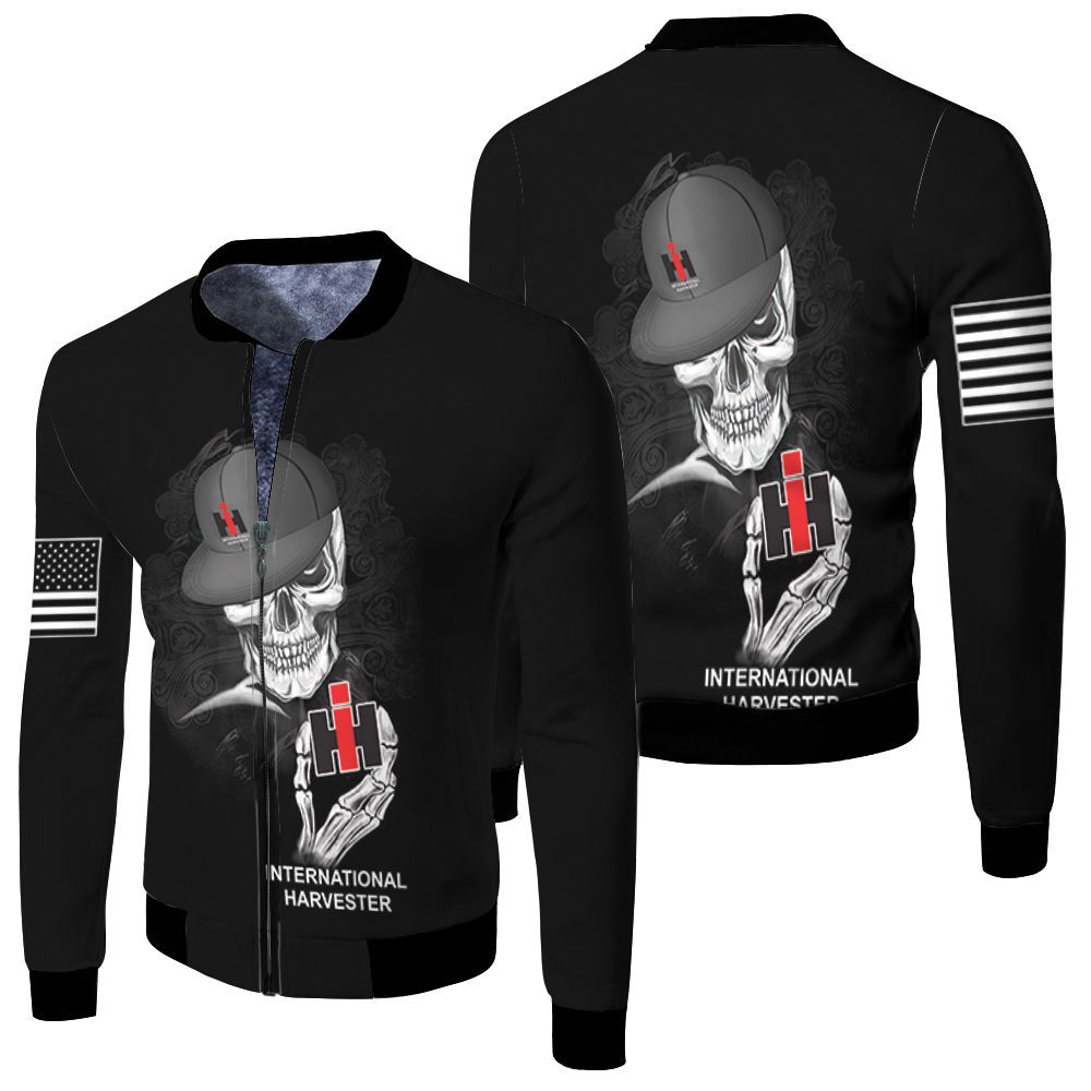 Skeleton Holds International Harvester Logo For Lovers 3D Bomber Jacket Skeleton Holds International Harvester Logo For Lovers 3D Bomber Jacket