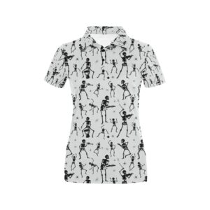 Skeleton Music Player Print Design Lks303 Women'S Polo Shirt