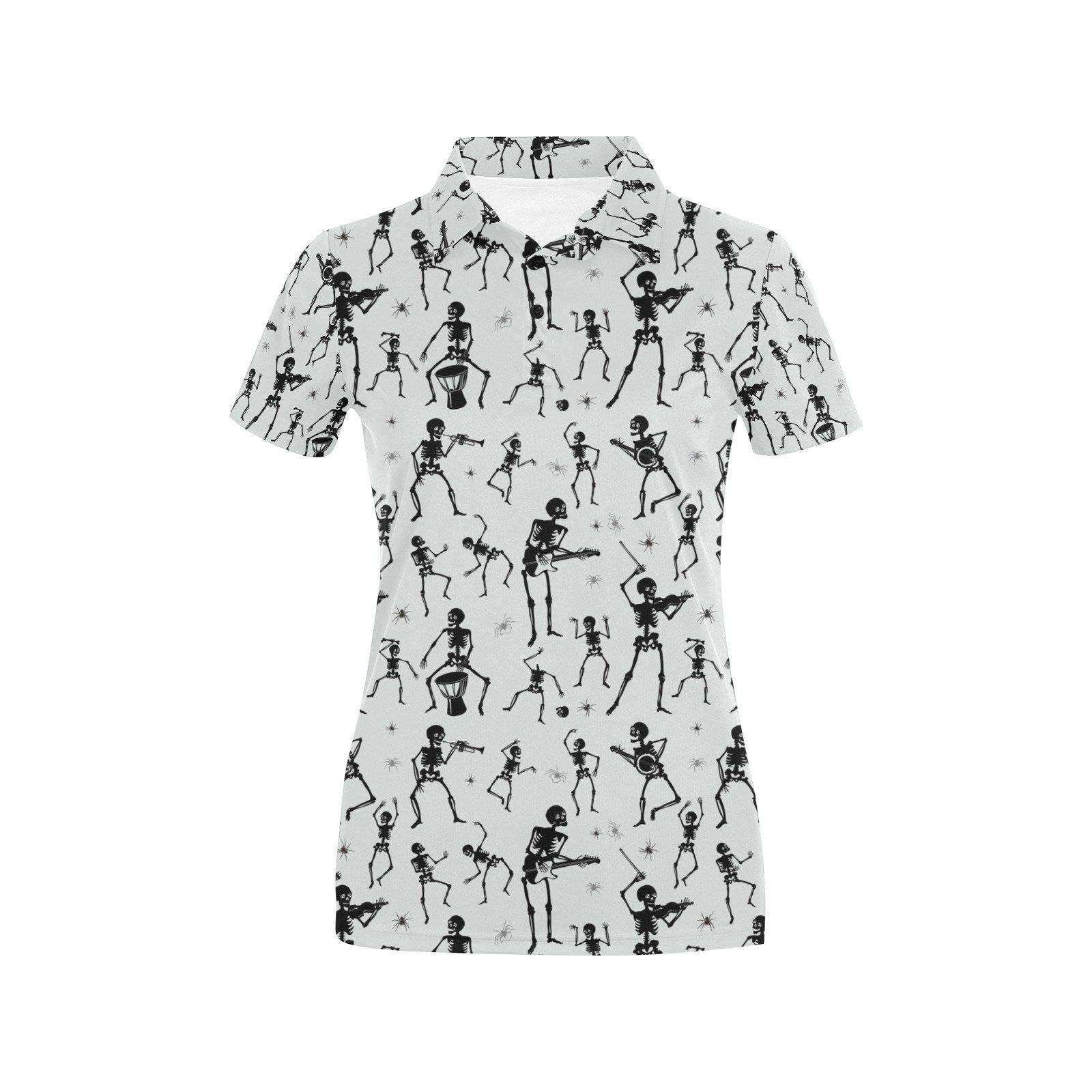 Skeleton Music Player Print Design Lks303 Women'S Polo Shirt Skeleton Music Player Print Design Lks303 Women'S Polo Shirt