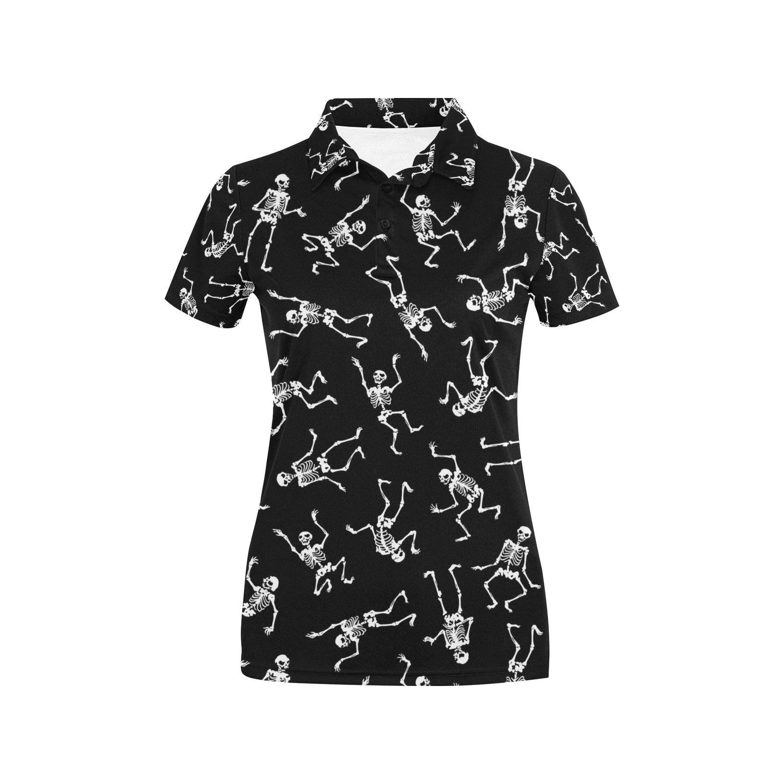 Skeleton Print Design Lks305 Women'S Polo Shirt Skeleton Print Design Lks305 Women'S Polo Shirt