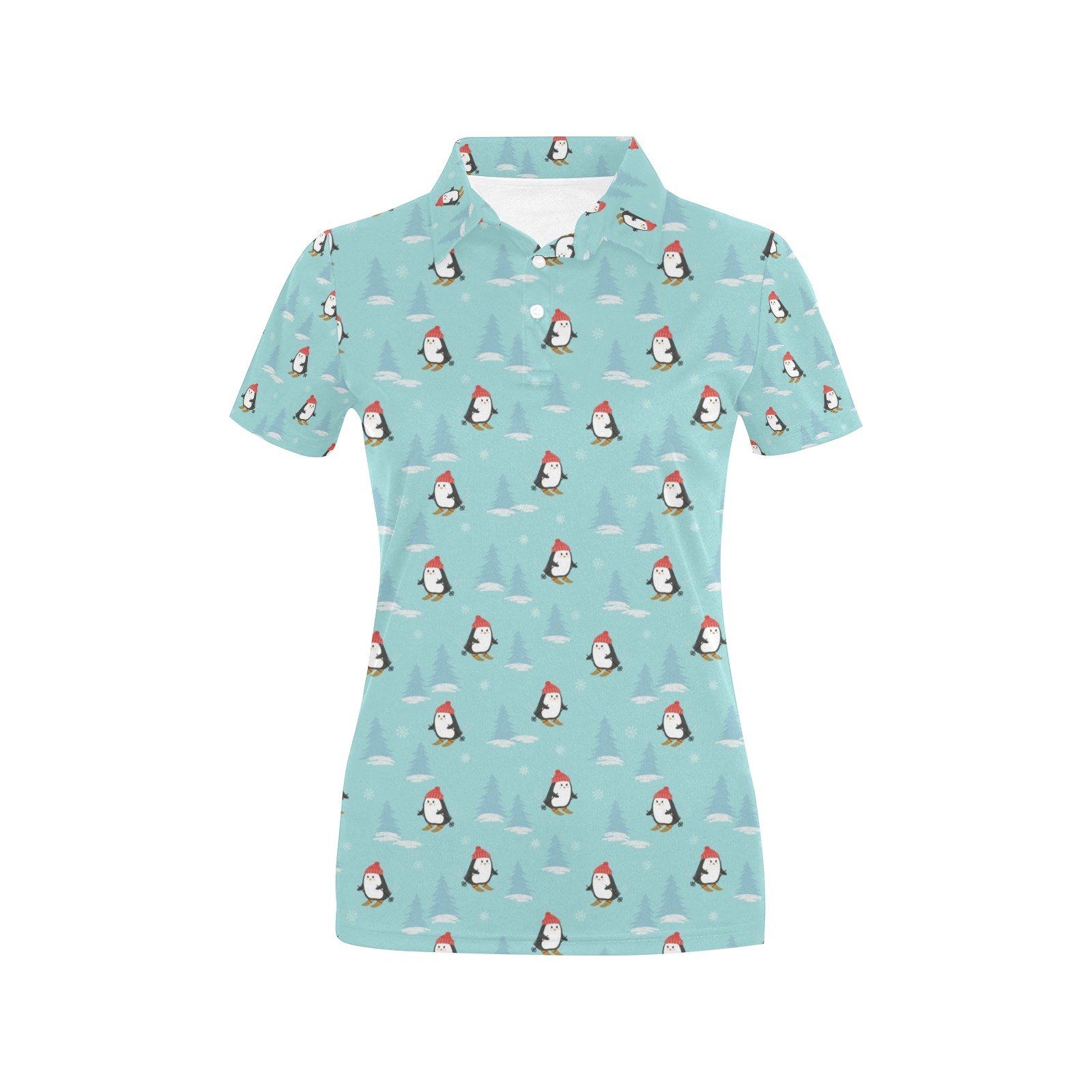 Ski Penguin Print Design Lks304 Women'S Polo Shirt Ski Penguin Print Design Lks304 Women'S Polo Shirt