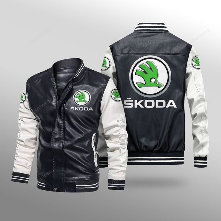Skoda Auto Leather Bomber Jacket Skoda Auto Leather Bomber Jacket