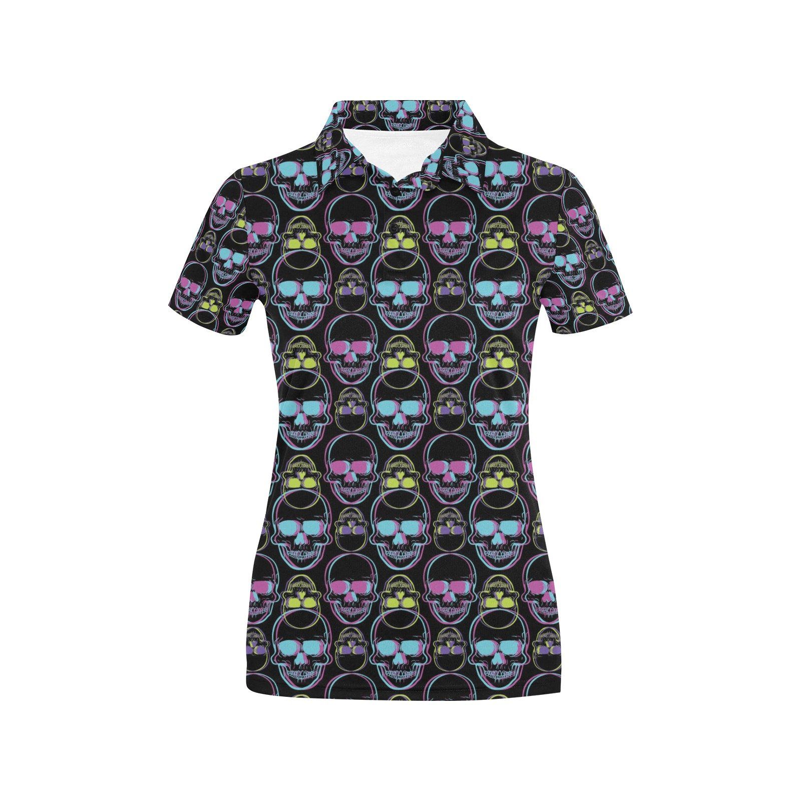 Skull 3D Colorful Print Design Lks309 Women'S Polo Shirt Skull 3D Colorful Print Design Lks309 Women'S Polo Shirt