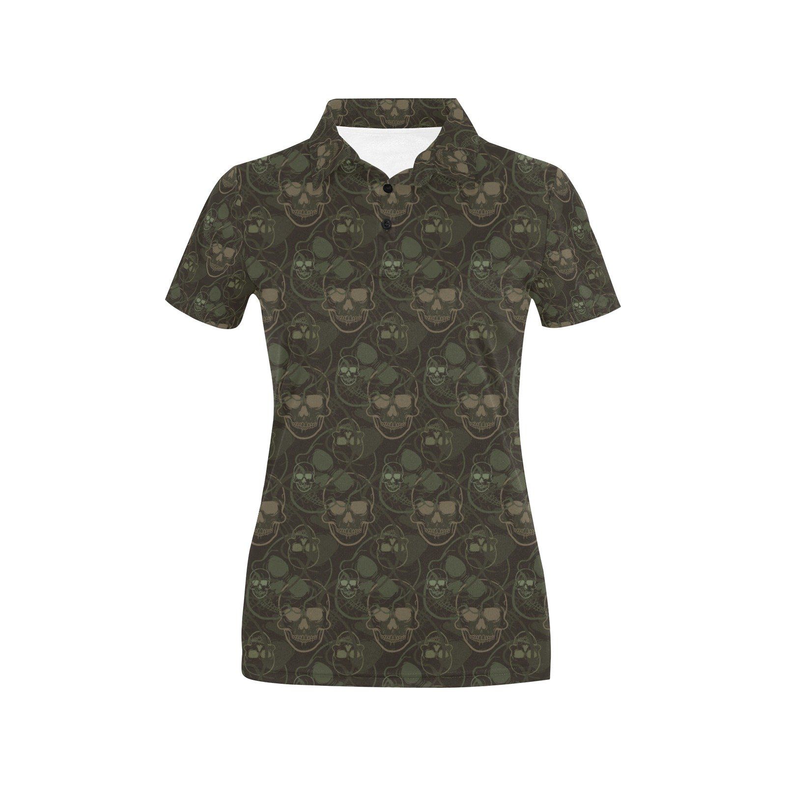 Skull Camo Style Print Design Lks308 Women'S Polo Shirt Skull Camo Style Print Design Lks308 Women'S Polo Shirt