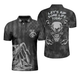 Skull Fishing Let'S Rip Some Lips Today American Angler Polo Shirt #V
