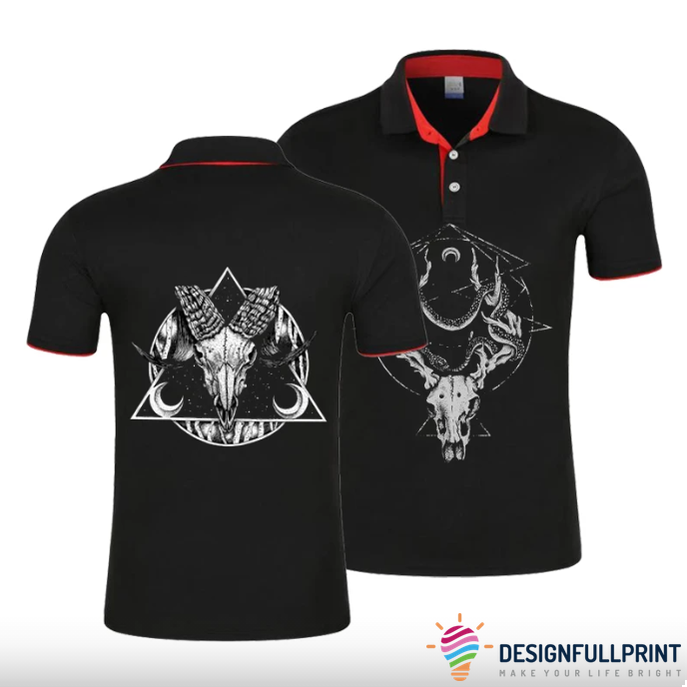 Skull Gift Baphomet Goat Skull And The Moon Polo Shirt Nhd Skull Gift Baphomet Goat Skull And The Moon Polo Shirt Nhd