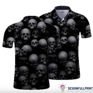 Skull Gift Black Skull Polo Shirt Nhd