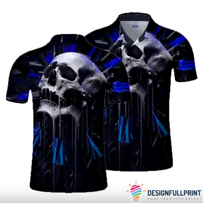 Skull Gift Blue Skull Screaming Polo Shirt Nhd Skull Gift Blue Skull Screaming Polo Shirt Nhd