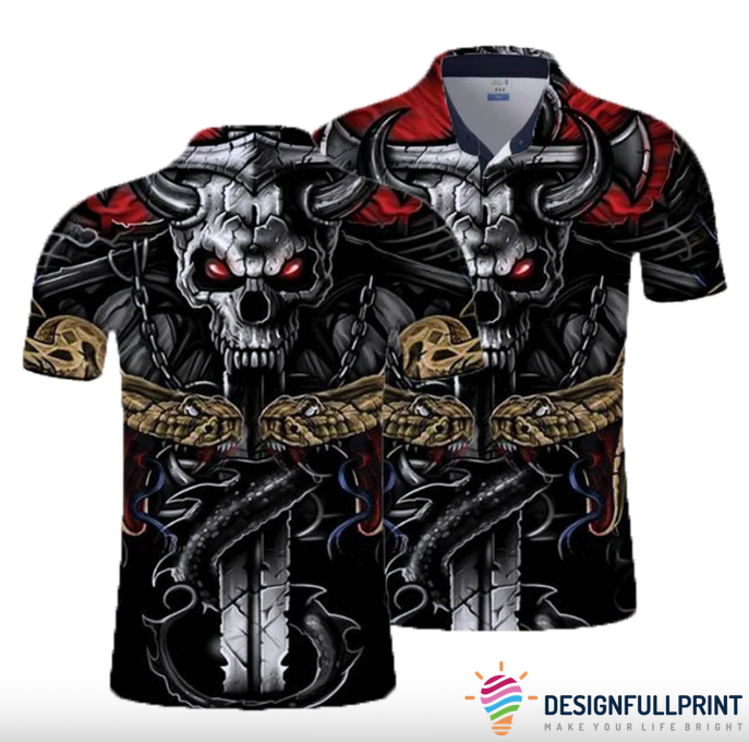 Skull Gift Satan Skull And The Golden Snake Polo Shirt Nhd Skull Gift Satan Skull And The Golden Snake Polo Shirt Nhd