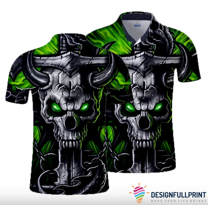 Skull Gift The Green Satan Skull Polo Shirt Nhd Skull Gift The Green Satan Skull Polo Shirt Nhd