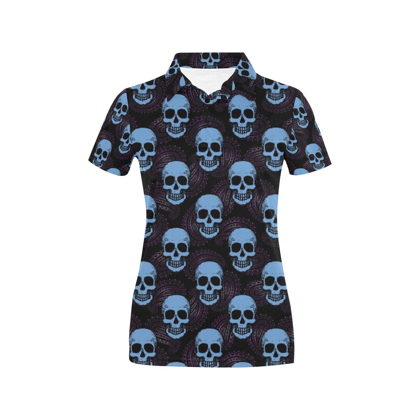 Skull Print Design Lks3012 Women'S Polo Shirt Skull Print Design Lks3012 Women'S Polo Shirt