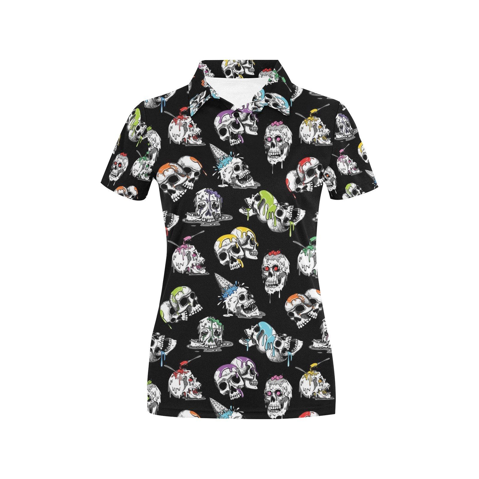Skull Print Design Lks3013 Women'S Polo Shirt Skull Print Design Lks3013 Women'S Polo Shirt