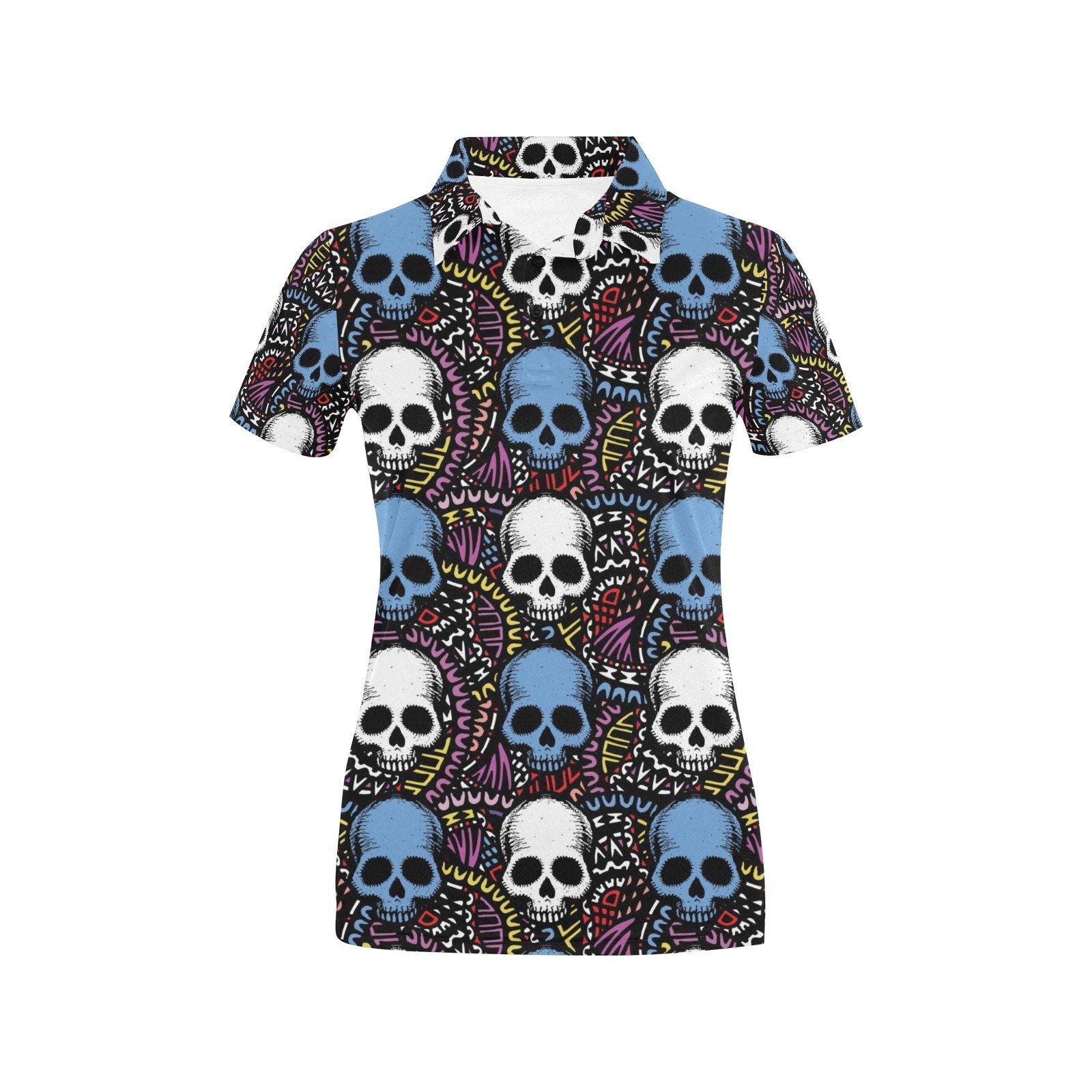 Skull Print Design Lks305 Women'S Polo Shirt Skull Print Design Lks305 Women'S Polo Shirt