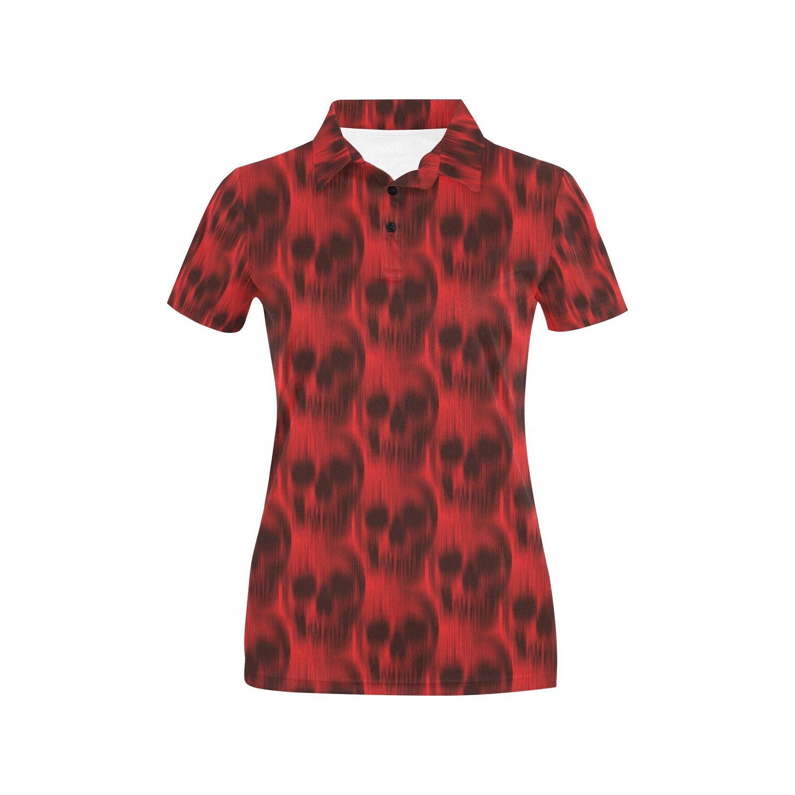 Skull Red Print Design Lks306 Women'S Polo Shirt Skull Red Print Design Lks306 Women'S Polo Shirt