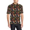 Skull Roses Flower Design Themed Print Men Polo Shirt