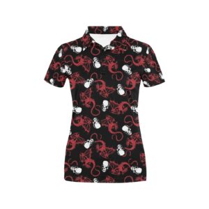 Skull With Red Dragon Print Design Lks304 Women'S Polo Shirt