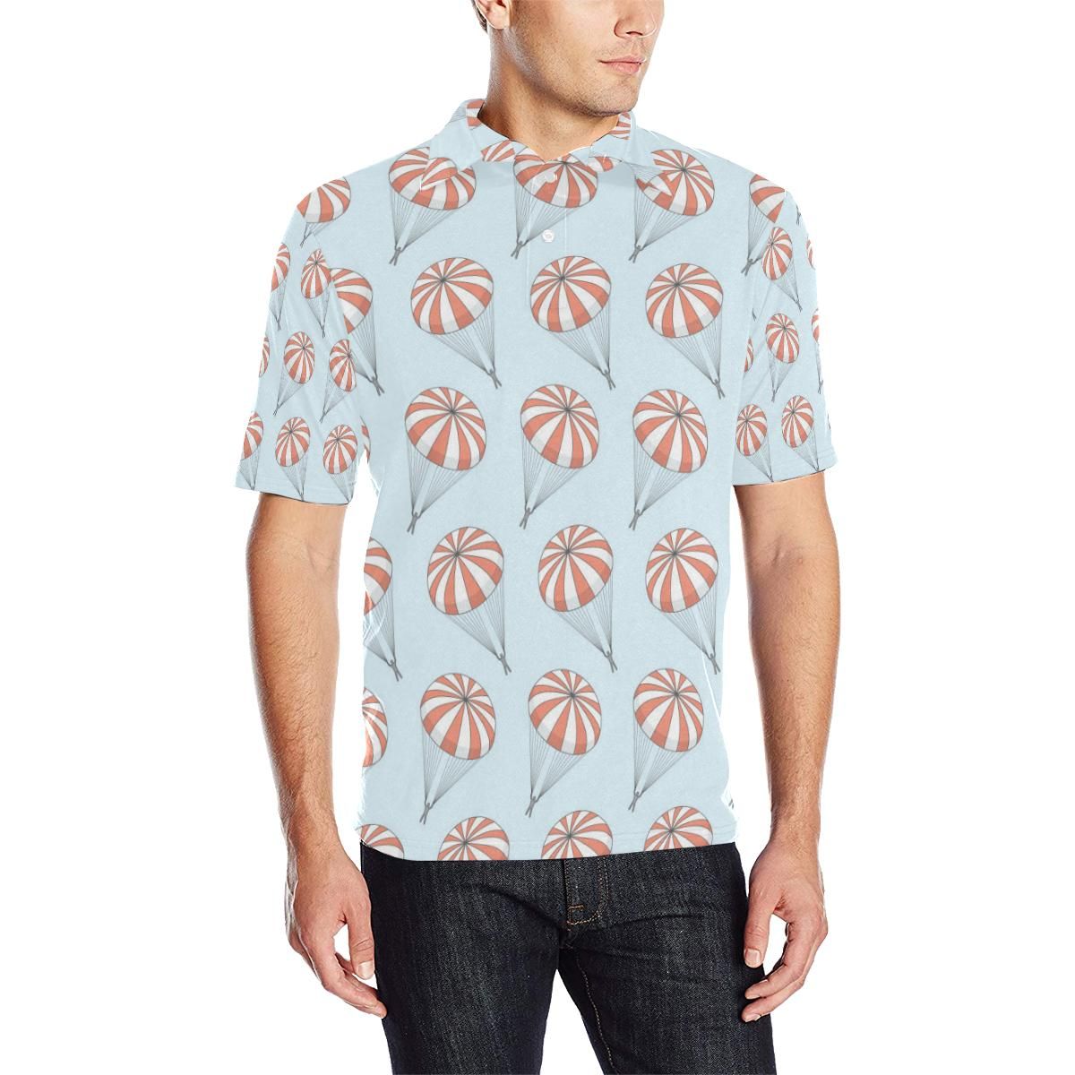 Skydiving Pattern Print Design 01 Men Polo Shirt Skydiving Pattern Print Design 01 Men Polo Shirt