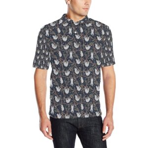 Sloth Happy Design Themed Print Men Polo Shirt