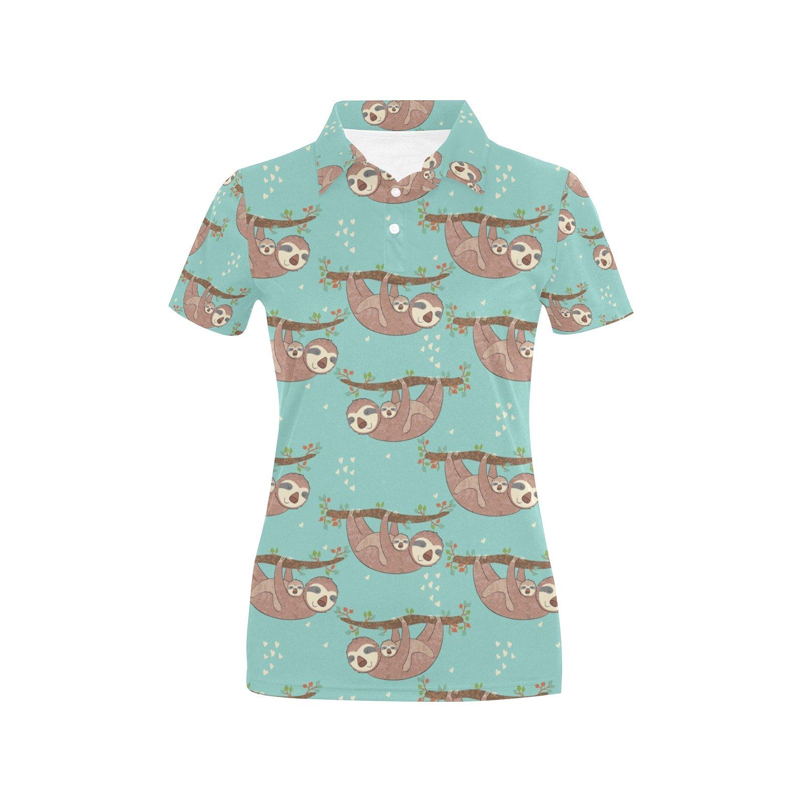 Sloth Print Design Lks302 Women'S Polo Shirt Sloth Print Design Lks302 Women'S Polo Shirt