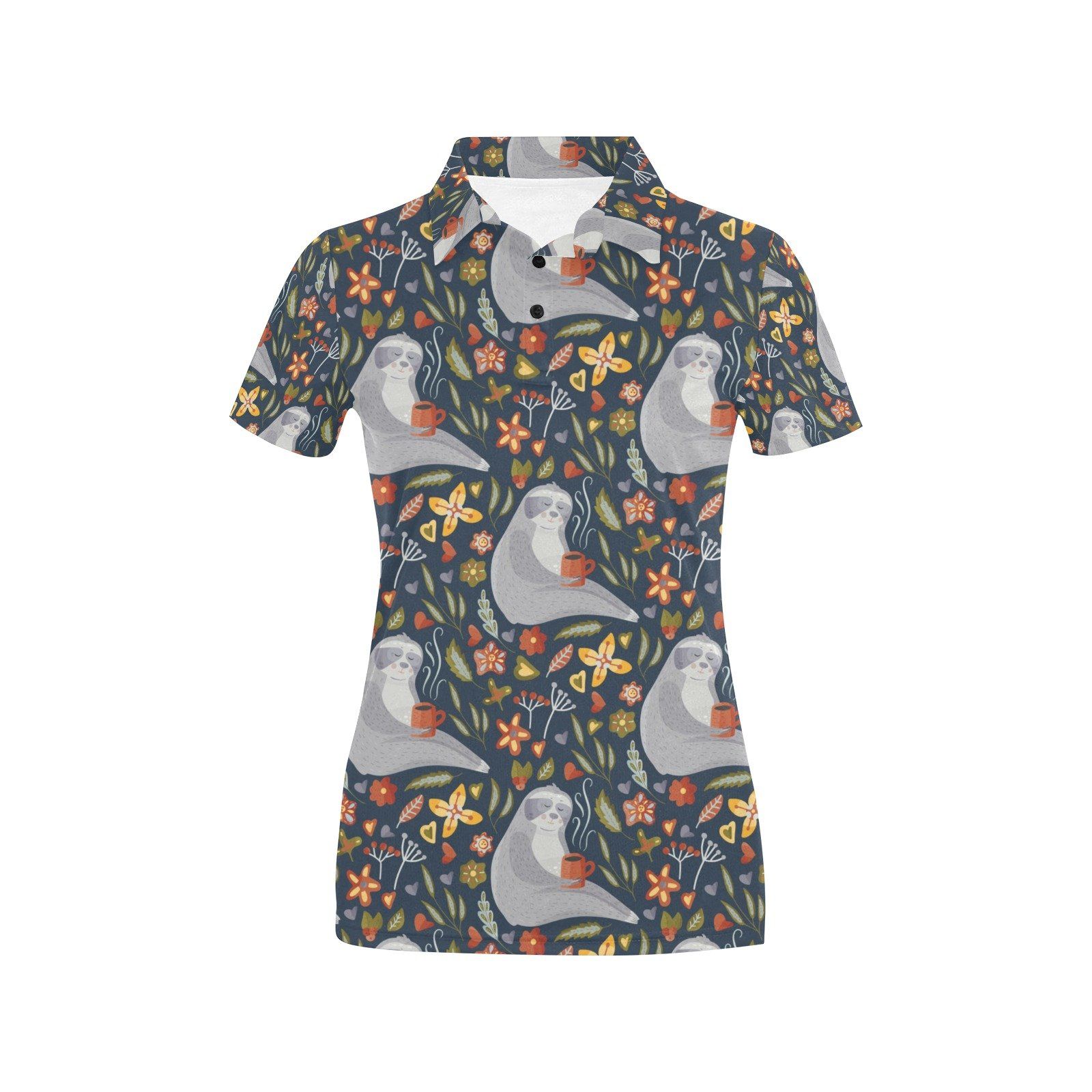 Sloth Print Design Lks303 Women'S Polo Shirt Sloth Print Design Lks303 Women'S Polo Shirt