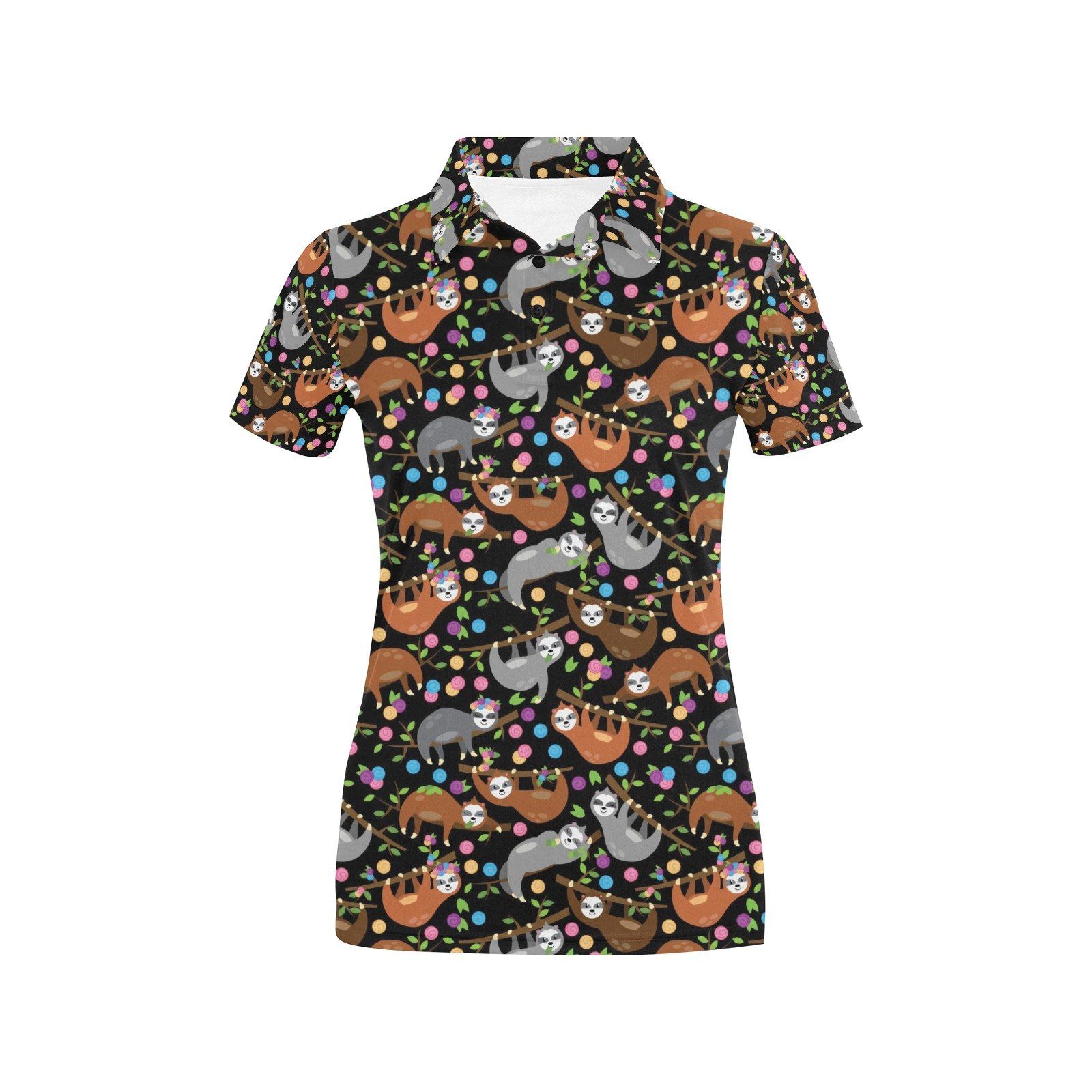 Sloth Print Design Lks306 Women'S Polo Shirt Sloth Print Design Lks306 Women'S Polo Shirt