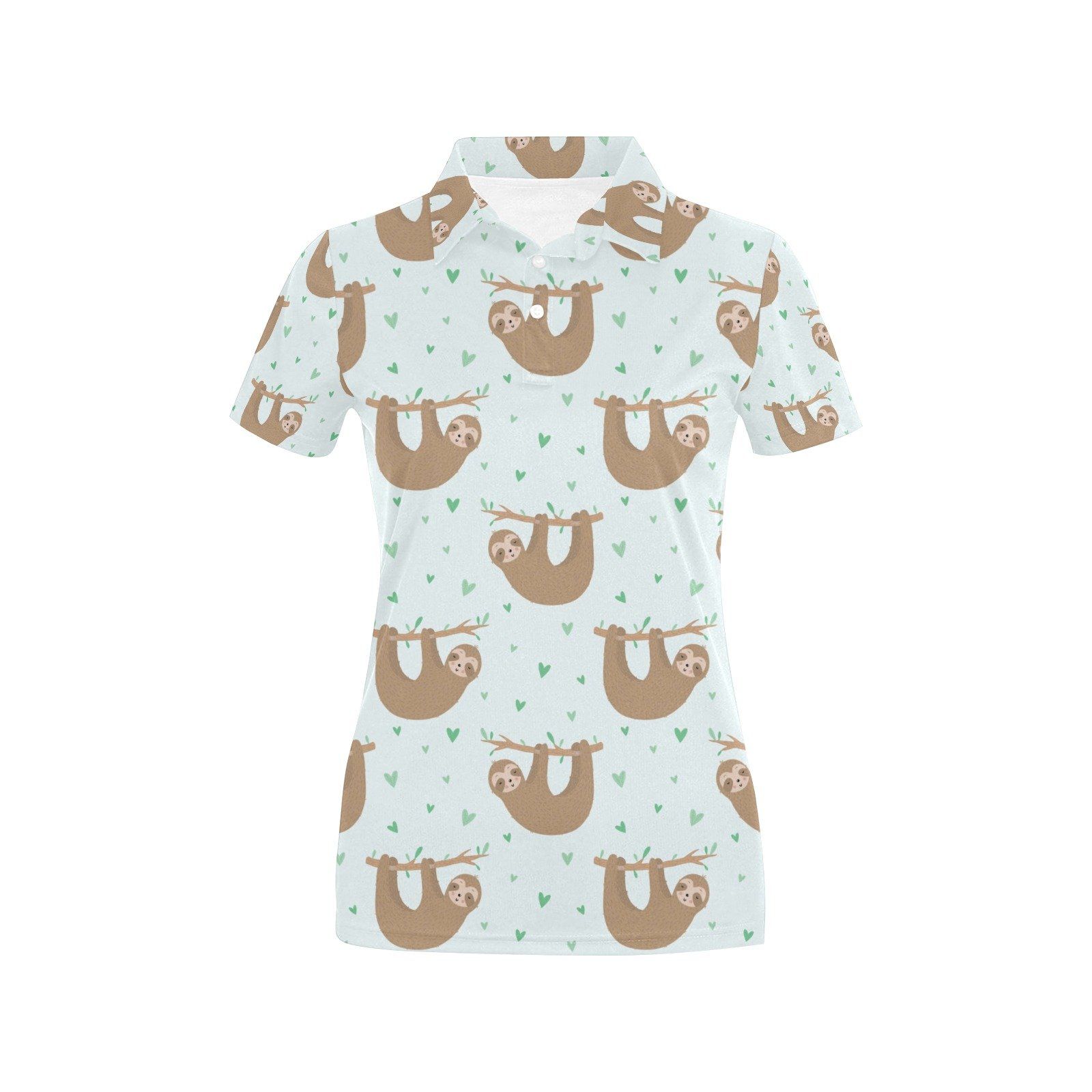 Sloth Print Design Lks308 Women'S Polo Shirt Sloth Print Design Lks308 Women'S Polo Shirt