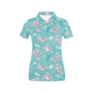 Sloth Print Design Lks309 Women'S Polo Shirt