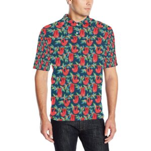 Sloth Red Design Themed Print Men Polo Shirt