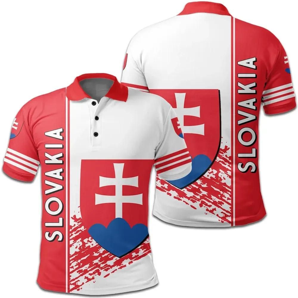 Slovakia Coat Of Arms Polo Shirt Quarter Style J7 Slovakia Coat Of Arms Polo Shirt Quarter Style J7