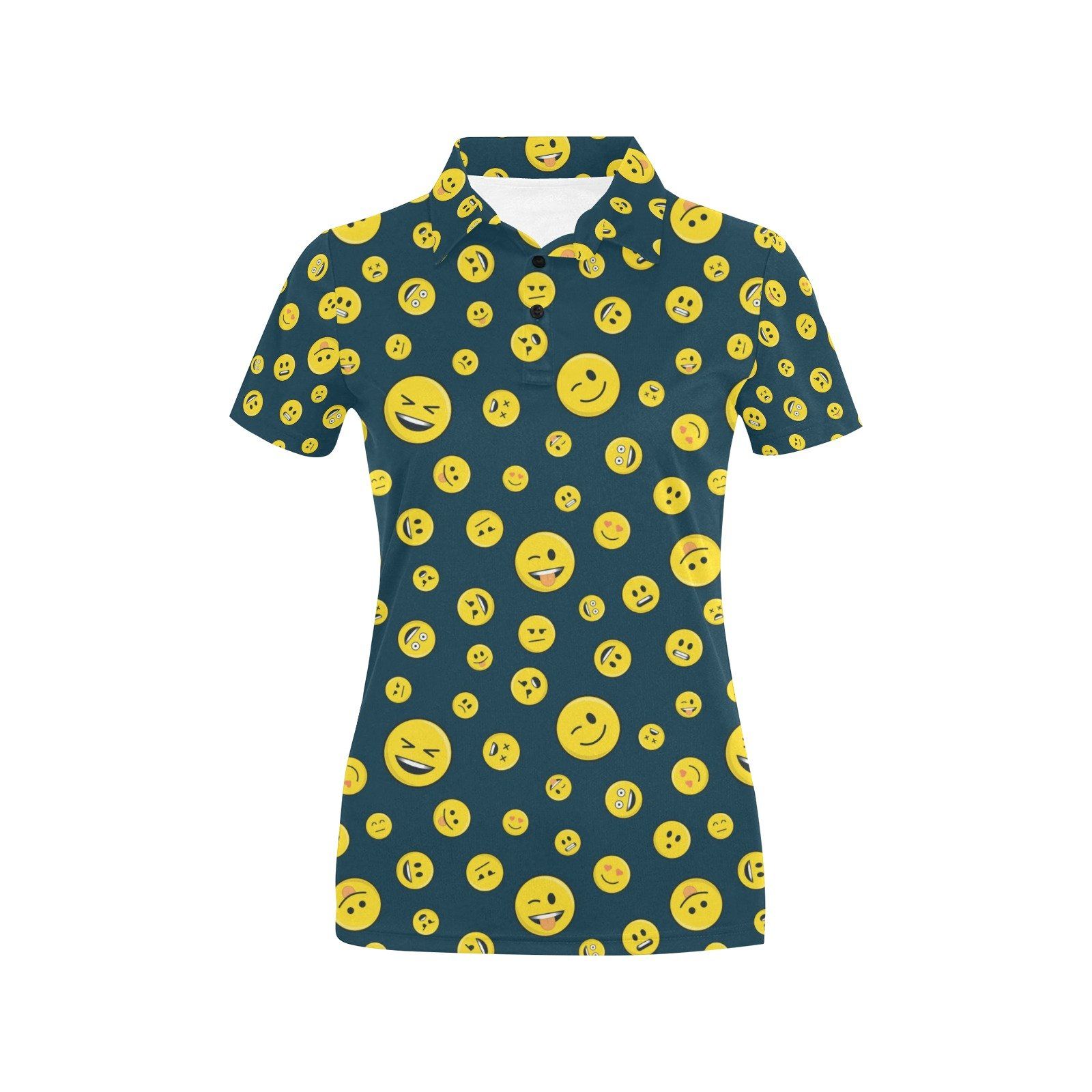 Smiley Face Emoji Print Design Lks301 Women'S Polo Shirt Smiley Face Emoji Print Design Lks301 Women'S Polo Shirt