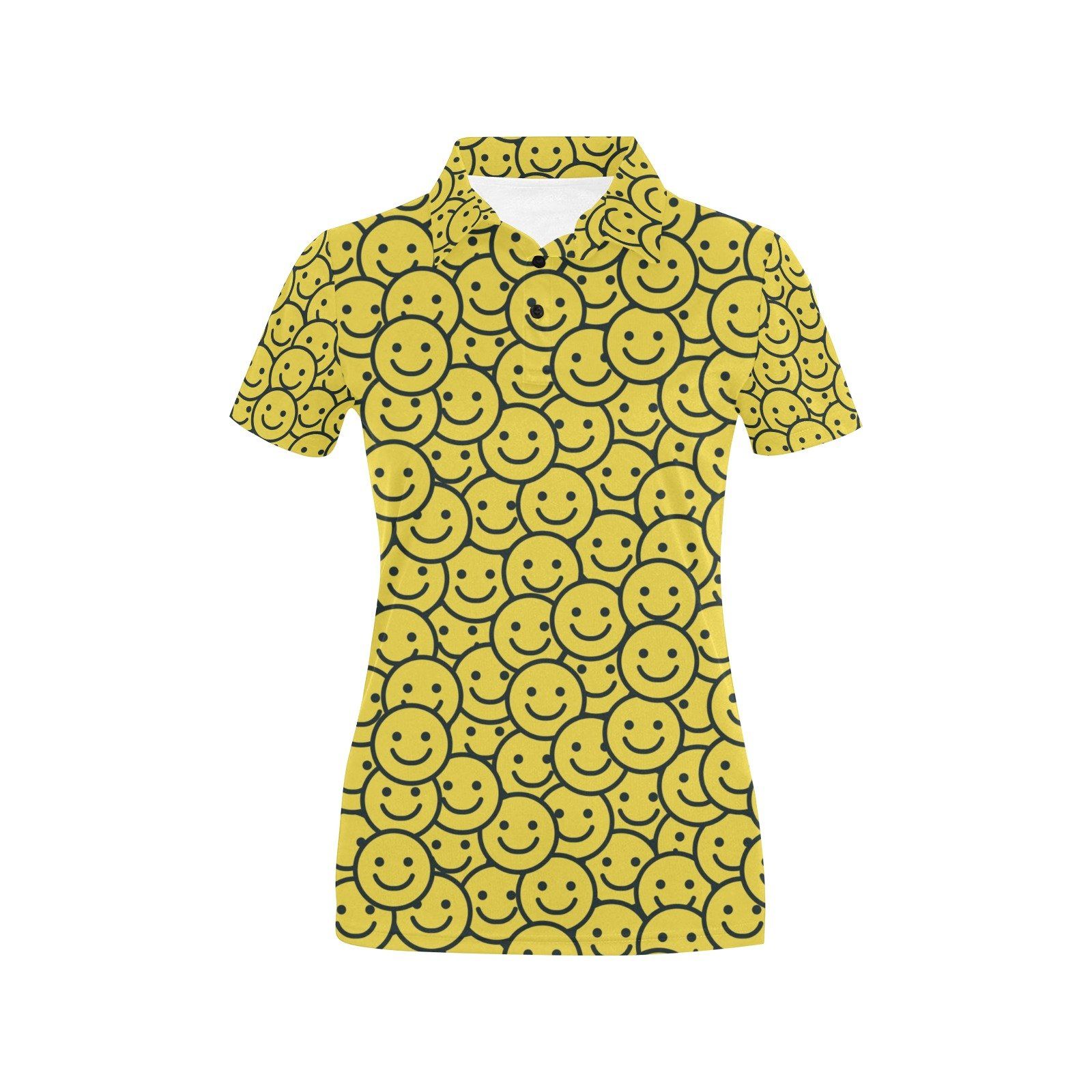 Smiley Face Emoji Print Design Lks302 Women'S Polo Shirt Smiley Face Emoji Print Design Lks302 Women'S Polo Shirt