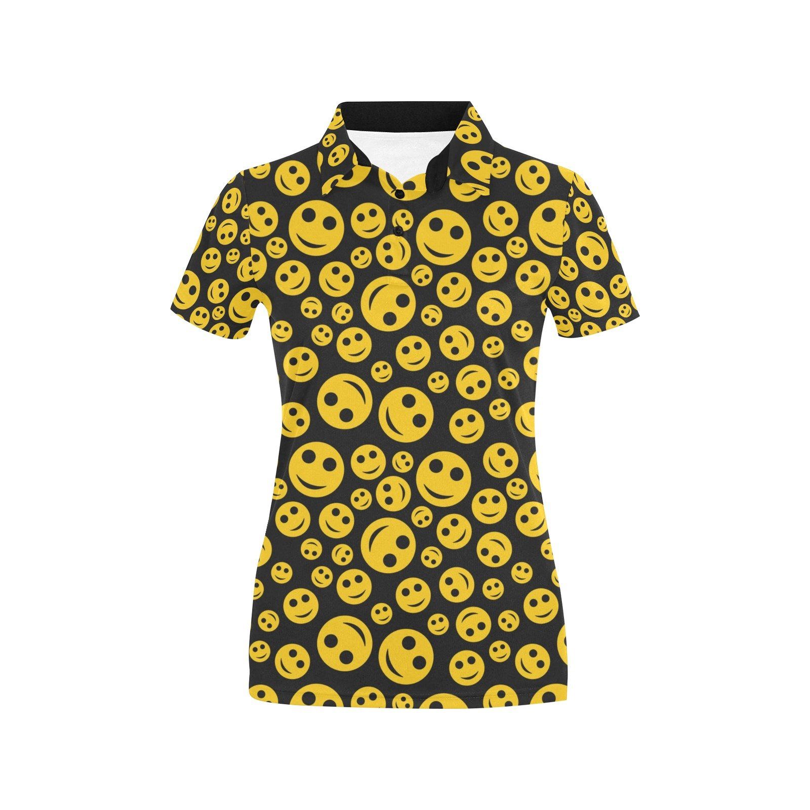 Smiley Face Emoji Print Design Lks304 Women'S Polo Shirt Smiley Face Emoji Print Design Lks304 Women'S Polo Shirt
