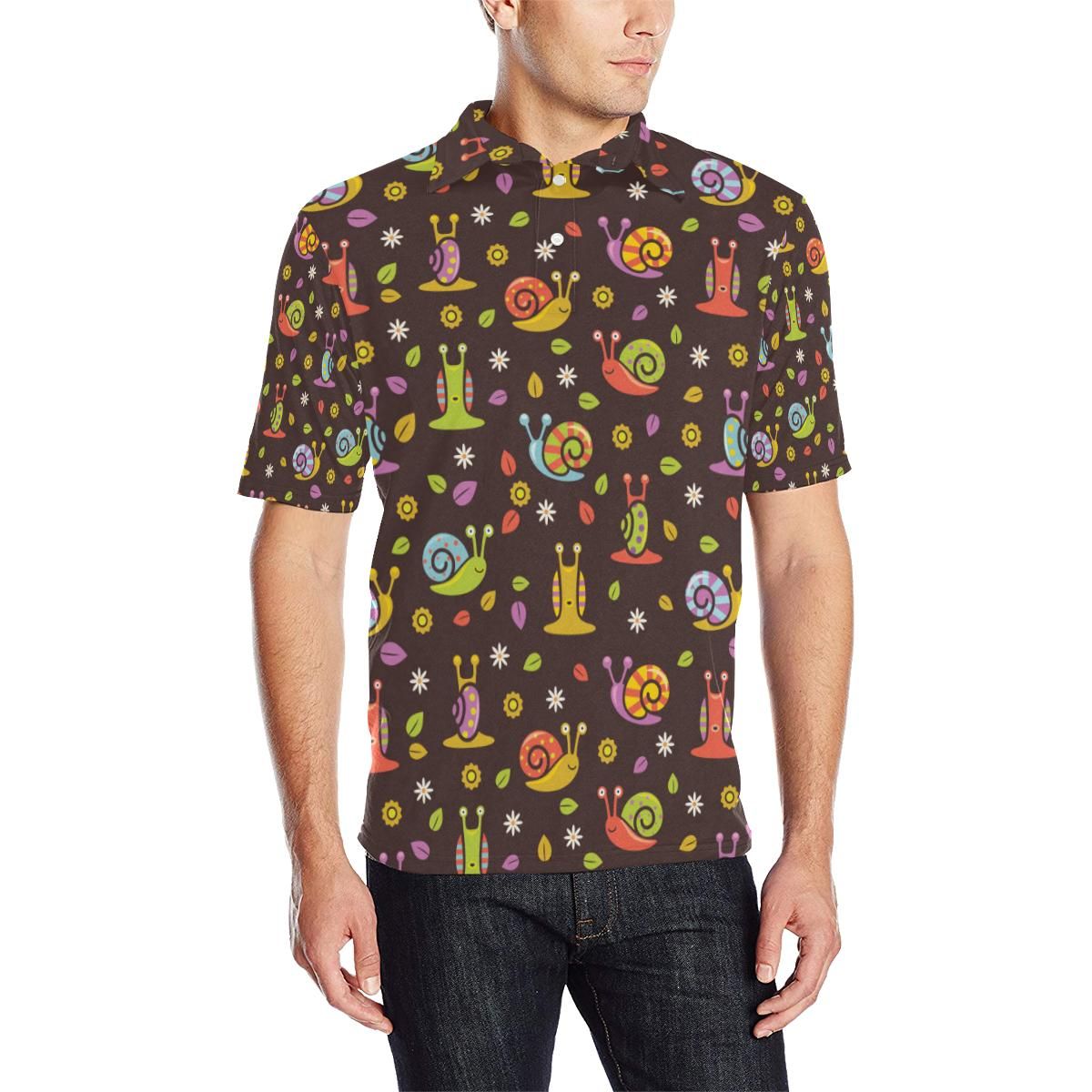 Snail Pattern Print Design 01 Men Polo Shirt Snail Pattern Print Design 01 Men Polo Shirt