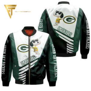 Snoopy Green Bay Packers Full Print Bomber Jacket