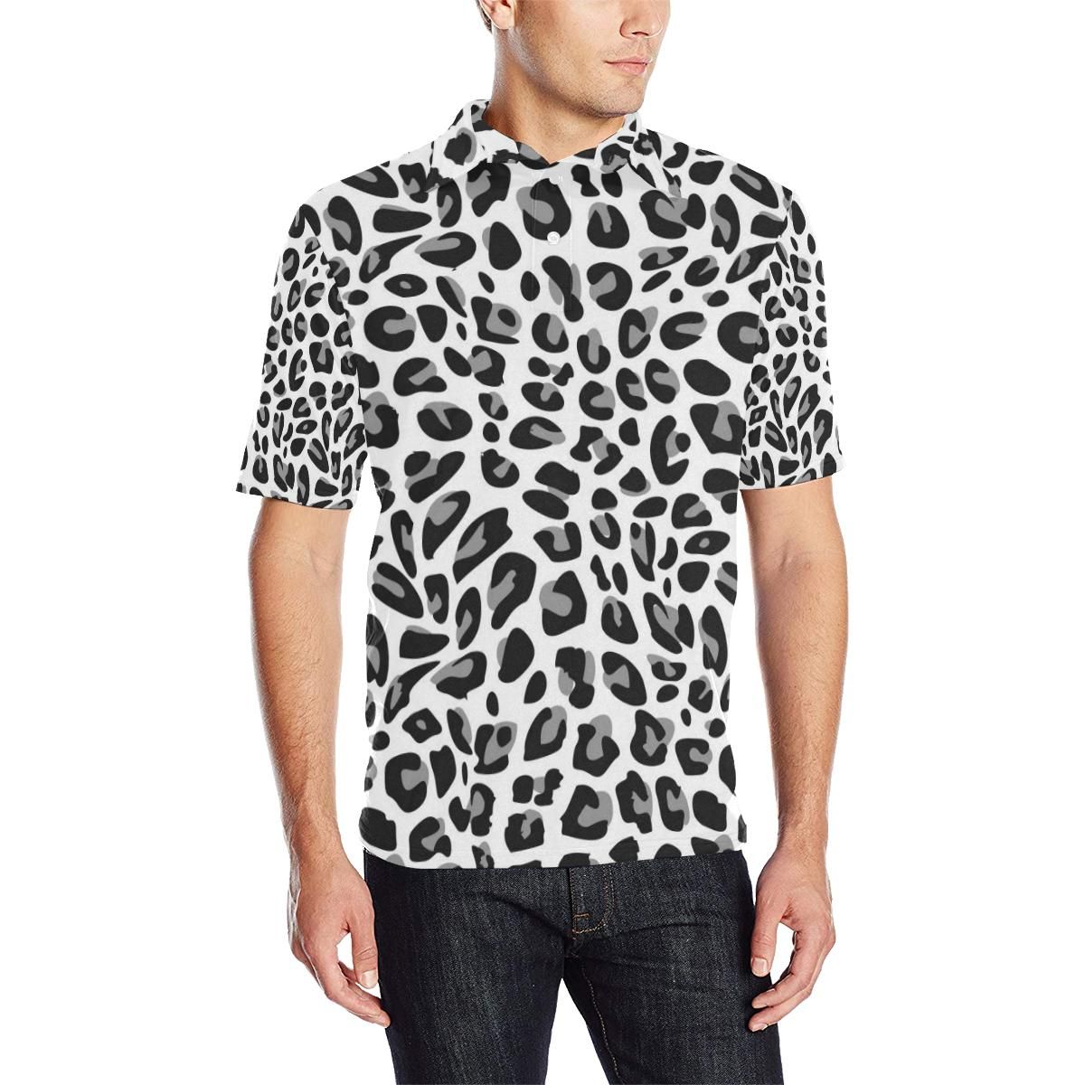 Snow Leopard Skin Print Men Polo Shirt Snow Leopard Skin Print Men Polo Shirt