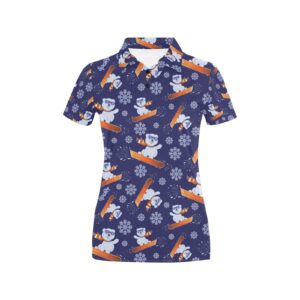 Snowboard Bear Print Design Lks305 Women'S Polo Shirt