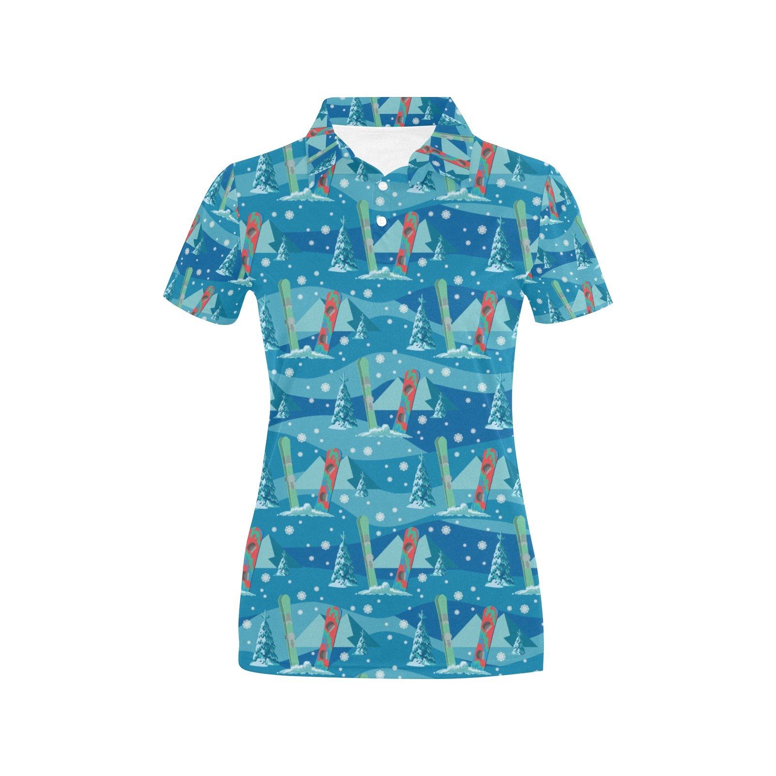 Snowboard Print Design Lks301 Women'S Polo Shirt Snowboard Print Design Lks301 Women'S Polo Shirt