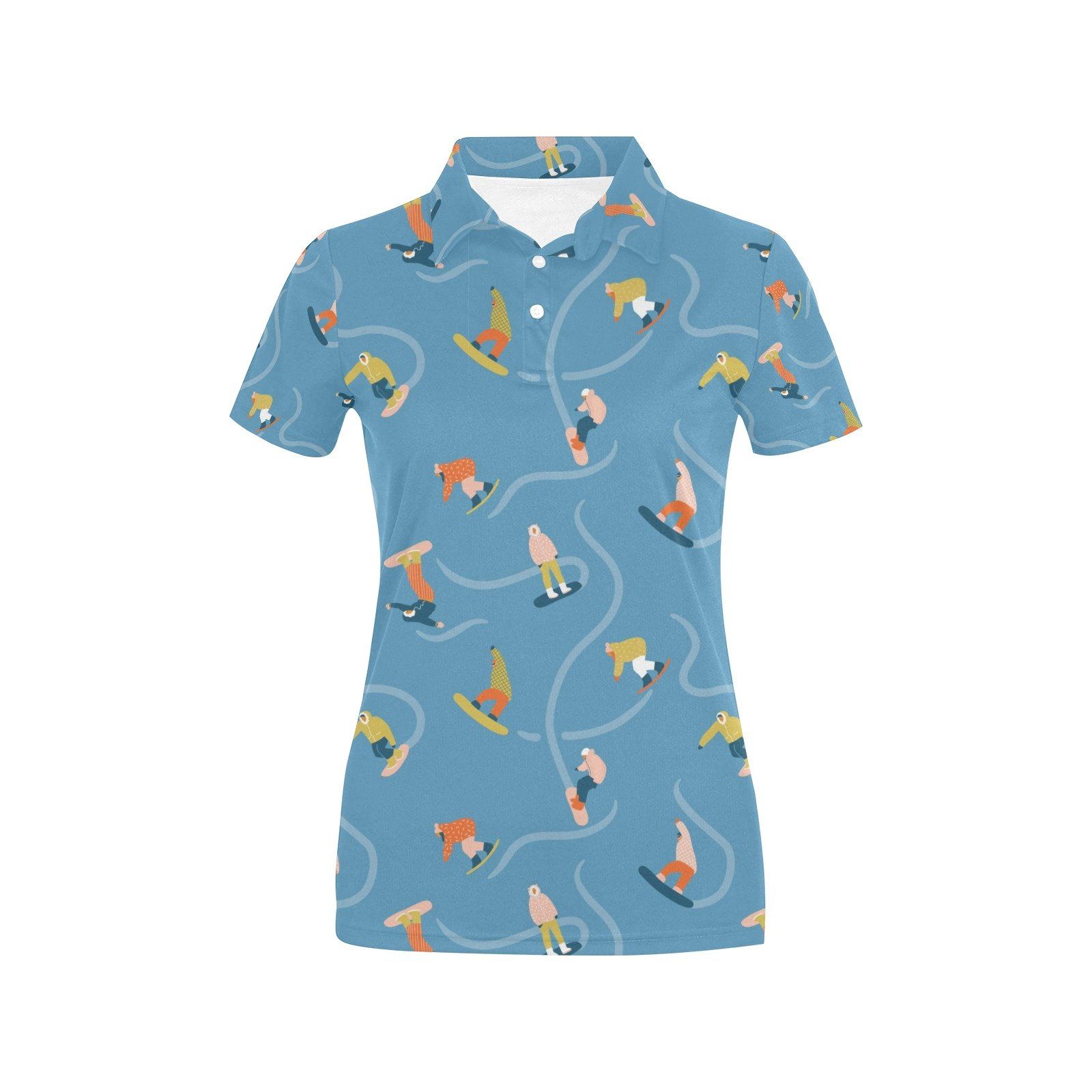 Snowboard Print Design Lks303 Women'S Polo Shirt Snowboard Print Design Lks303 Women'S Polo Shirt