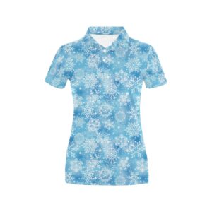 Snowflake Blue Print Design Lks301 Women'S Polo Shirt