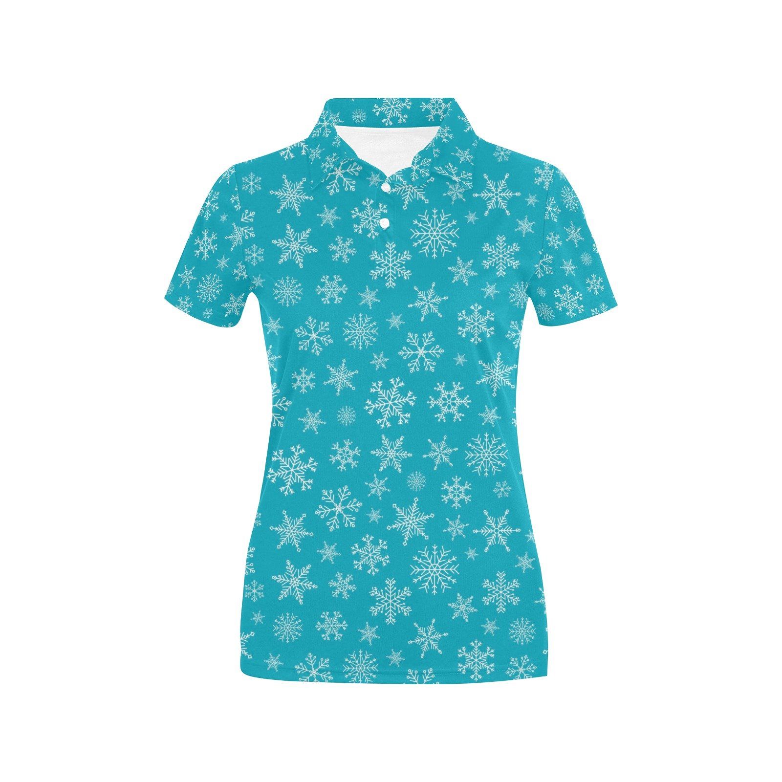Snowflake Print Design Lks304 Women'S Polo Shirt Snowflake Print Design Lks304 Women'S Polo Shirt