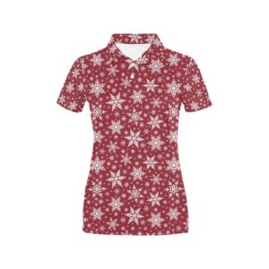 Snowflake Red Print Design Lks302 Women'S Polo Shirt