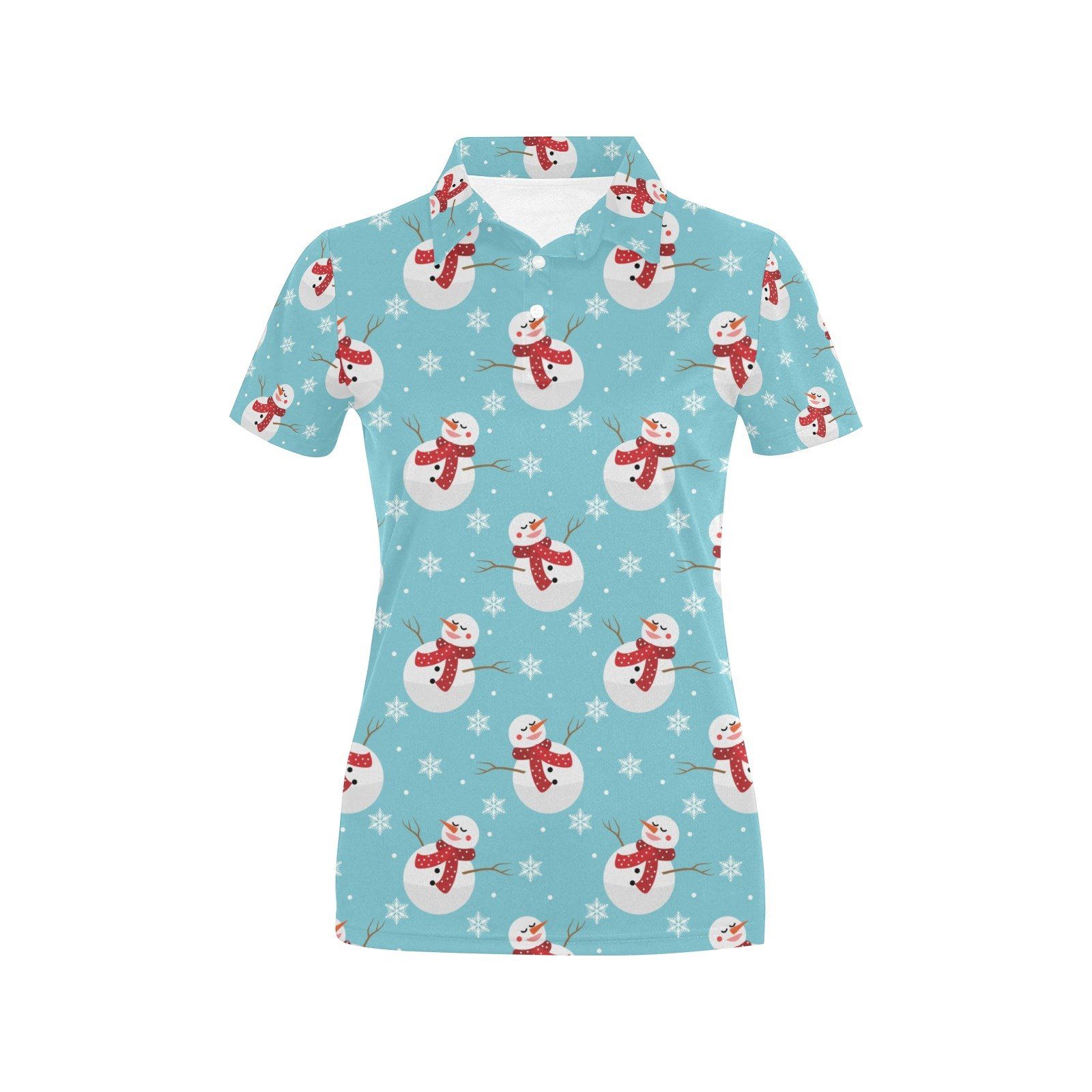 Snowman Print Design Lks304 Women'S Polo Shirt Snowman Print Design Lks304 Women'S Polo Shirt