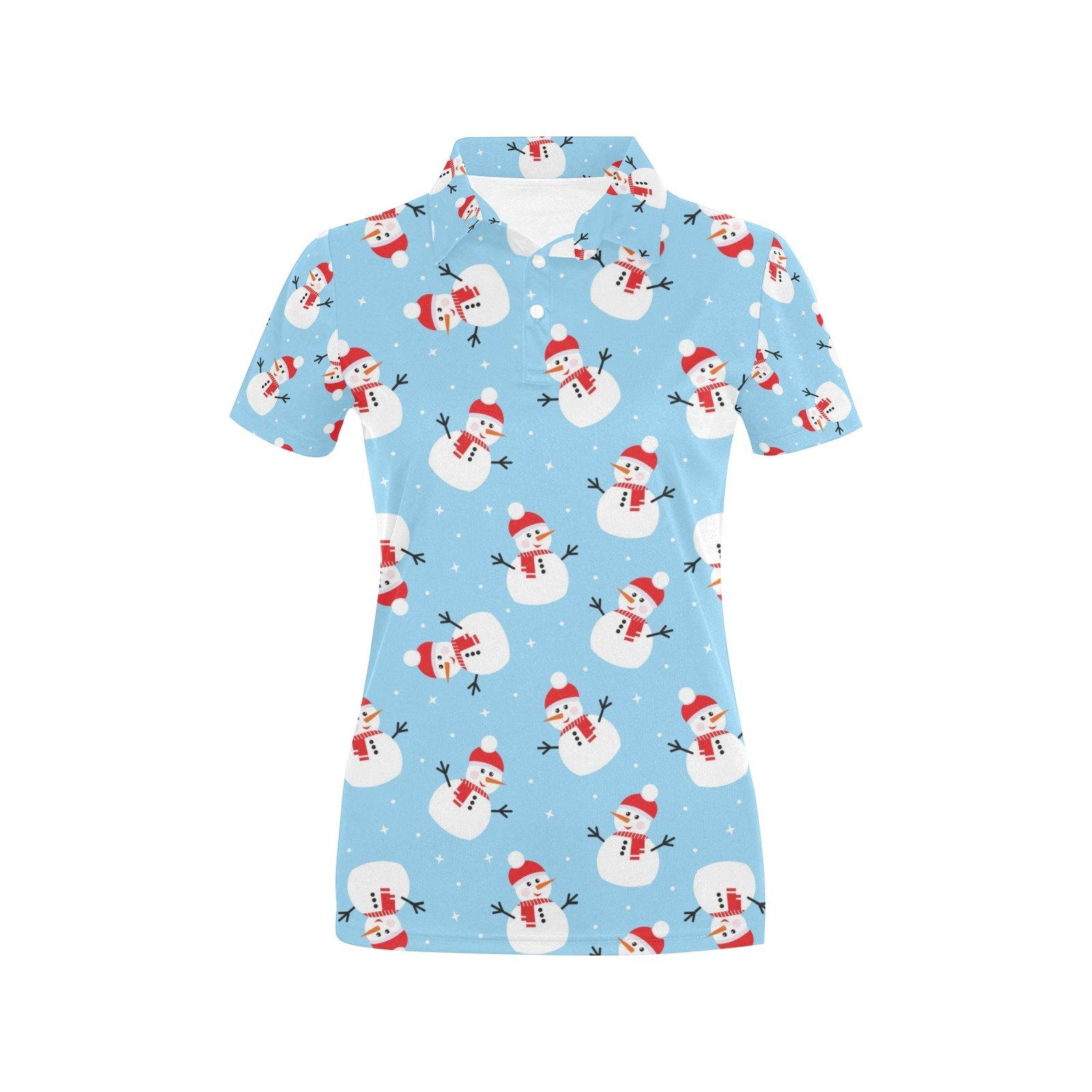 Snowman Print Design Lks305 Women'S Polo Shirt Snowman Print Design Lks305 Women'S Polo Shirt