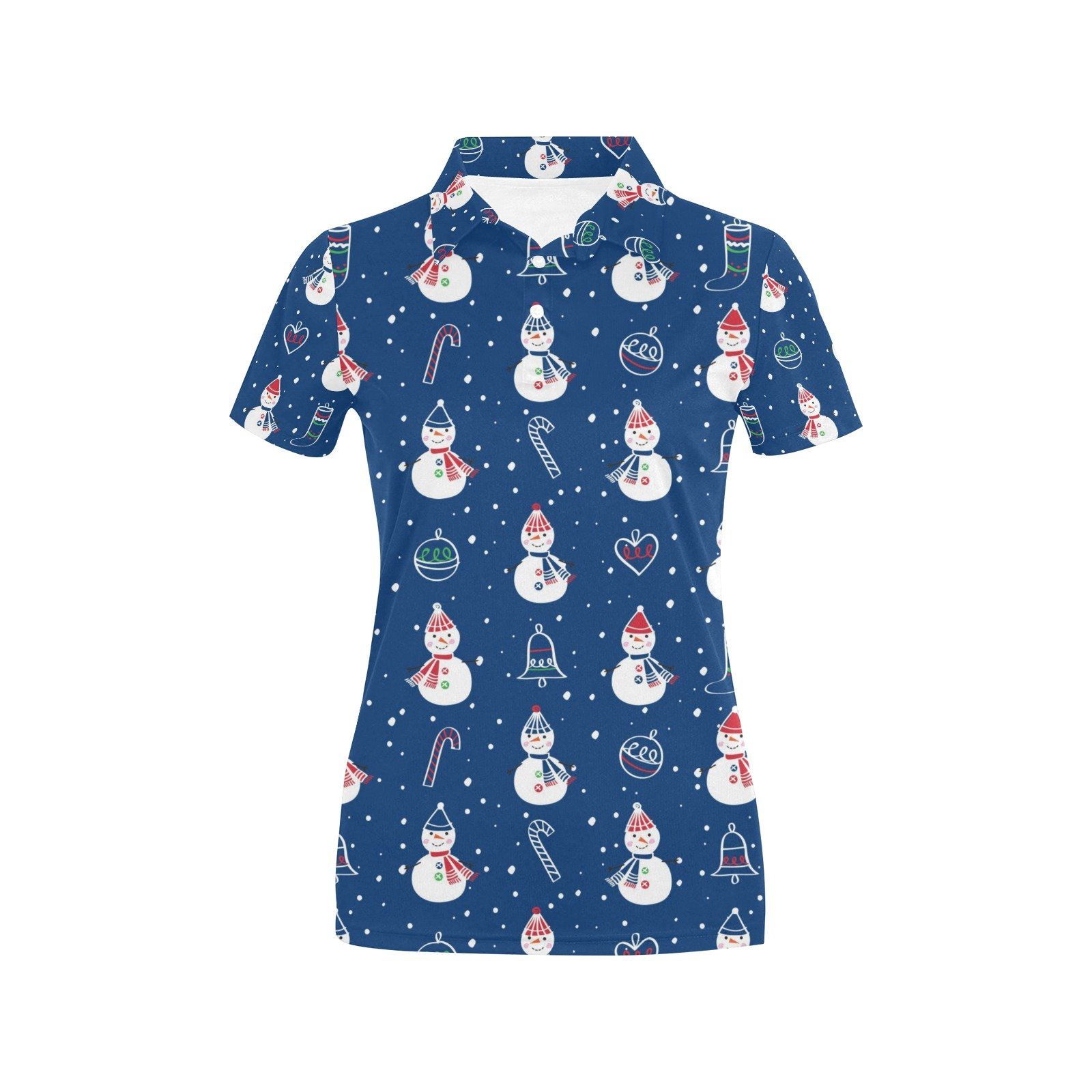 Snowman Print Design Lks306 Women'S Polo Shirt Snowman Print Design Lks306 Women'S Polo Shirt