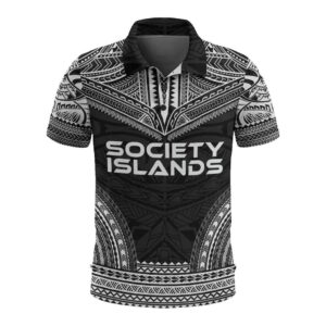 Society Islands Polo Shirt - Polynesian Chief Black Version - BN10