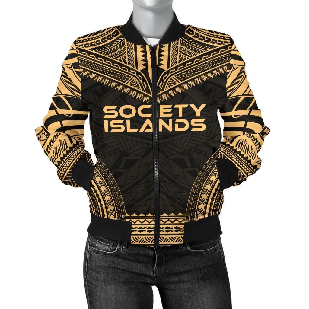 Society Islands Polynesian Chief Women'S Bomber Jacket - Gold Version - Bn10 Bomber Jacket Society Islands Polynesian Chief Women'S Bomber Jacket - Gold Version - Bn10 Bomber Jacket