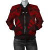 Society Islands Women Bomber Jacket - Polynesian Tattoo Red - BN0110 Bomber Jacket