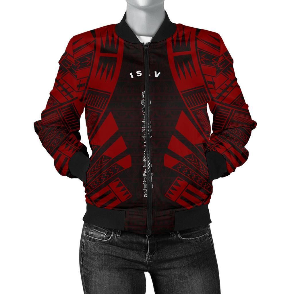 Society Islands Women Bomber Jacket - Polynesian Tattoo Red - BN0110 Bomber Jacket Society Islands Women Bomber Jacket - Polynesian Tattoo Red - BN0110 Bomber Jacket