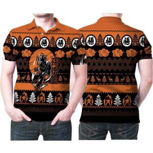 Son Goku Super Saiyan Fighting Dragon Ball Christmas Knitting Pattern Polo Shirt
