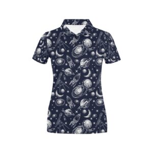 Space Rocket Print Design Lks301 Women'S Polo Shirt